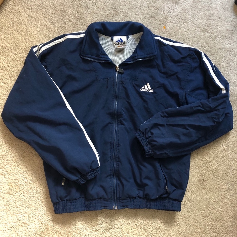 Navy blue adidas track jacket